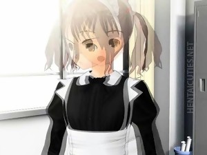 Lustful 3D anime maid engulfing pecker