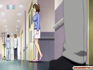 Japanese hentai nurse engulfing massive penis